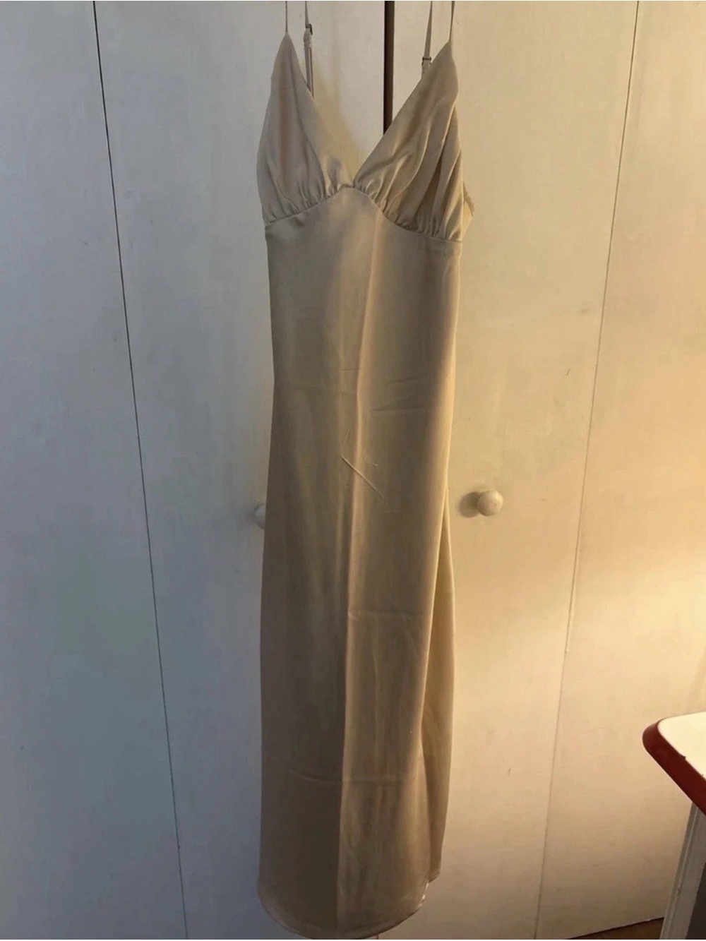 Abercrombie & Fitch Beige Long Slip Dress XSP Petites V-Neck Strappy Sleeveless
